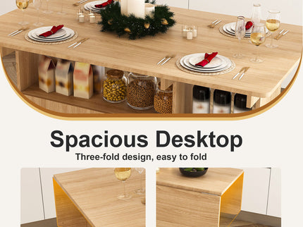 Multi Functional Folding Table With Storage Shelves And Wheels