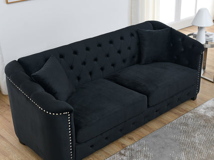 Modern Chesterfield Sofa With Tufted Backrest For Living Room