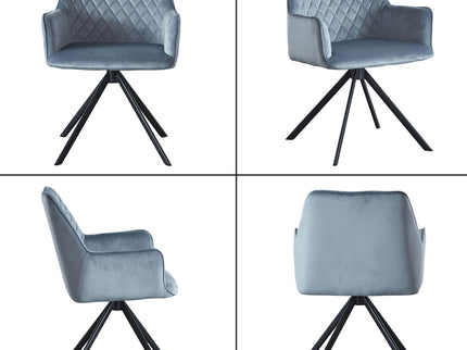 Modern Desk Chair No Wheel, Ergonomic Office Chair Home Office Upholstered Chair, Computer Chair For Bedroom, Reception Room, Living Room With Metal Legs - Blue