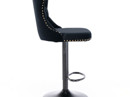 Swivel Barstools Adjusatble Seat Height, Modern Upholstered Bar Stools With Backs Comfortable Tufted For Home Pub And Kitchen Island (Set of 2)