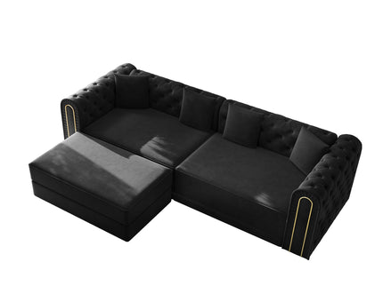 3-In-1 Convertible Sleeper Sofa With Movable Ottoman For Living Room
