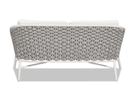 Rowan - Rope Barrel Back Patio Conversation Loveseat Sofa - Optic White
