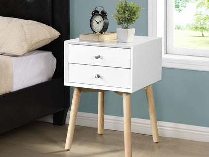 Bedside Table With 2 Drawers Mid-Century Modern Storage Cabinet For Bedroom