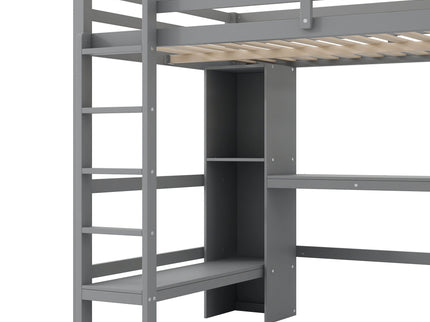 Loft Bed With Built In Desk And Multifunction Shelves