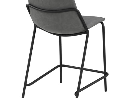 Counter Height Stools With Footrest (Set of 2) - Gray / Black