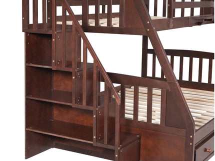 Bunk Bed With Drawers, Ladder And Storage Staircase