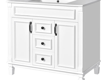 Bathroom Vanity With Top Sink, Basin On Cabinet With 2 Soft Closing Doors And 2 Drawers
