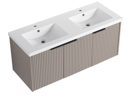 Contemporary Wall Mounted Bathroom Vanity With Resin Double Sink