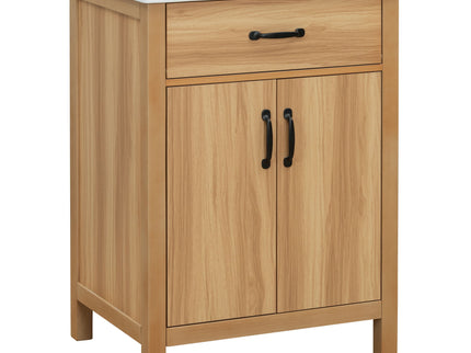 Bathroom Vanity With Flip Drawer, 2 Soft Close Doors, Adjustable Shelf And Ceramic Sink