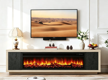 Fireplace TV Stand - Beige / Black