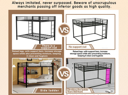 Bunk Bed For Kids, Convertible Frame With Ladders & Guardrail