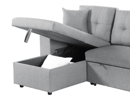 Daniel - Upholstered Reversible Sectional With Pull Out Loveseat - Light Gray