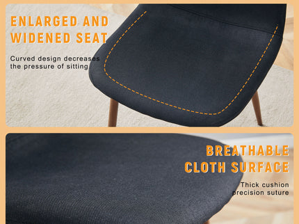 Luxury Simple Chair (Set of 4) Linen Cotton High Resilience Dining Chair With Metal Color Leg - Black / Walnut