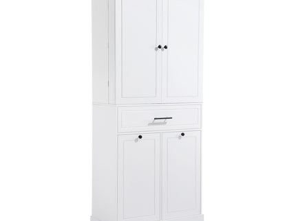 Freestanding Bathroom Storage Cabinet With Doors, Drawers, And Tilt Out Laundry Hamper - White