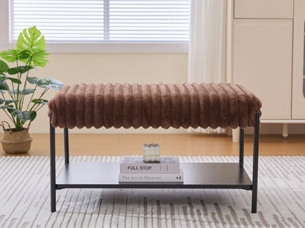 Upholstered Ottoman Coffee Table Foot Rest With Open Storage