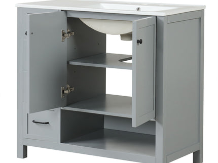 Bathroom Vanity With Sink Top, Bathroom Vanity Cabinet With 2 Doors And 2 Drawers, Open Shelf