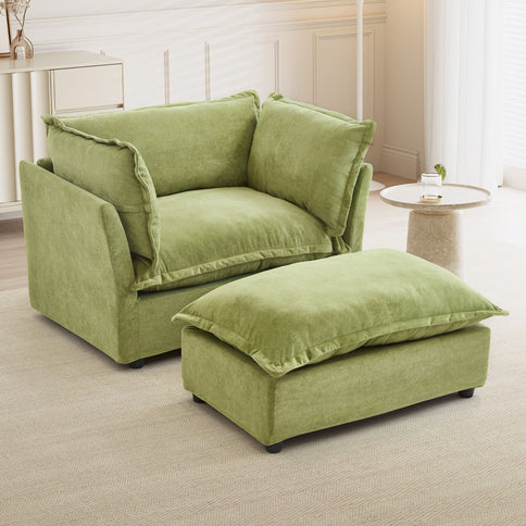 Modern Armchair Sofa With Movable Ottoman