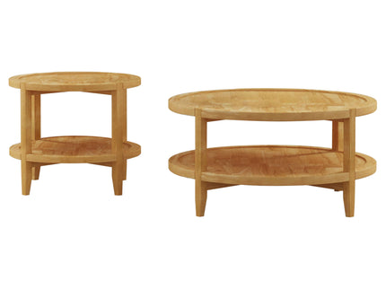 Elliott - 2 Piece Round Coffee And End Table Set - Maple