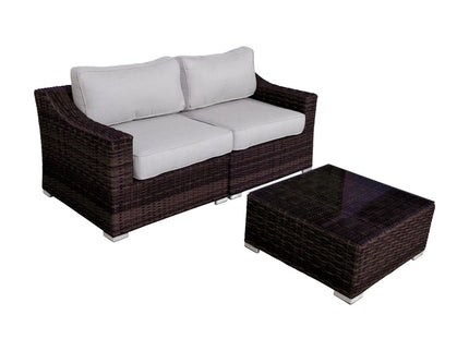 Wicker 2 Person Conversation Set, Durable Outdoor Seating With Cushions Mix - Brown Mix