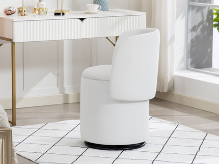 Barrel Chair With Built In Storage, 360° Swivel - Beige
