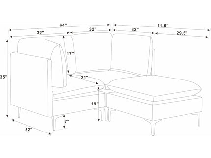 Upholstered Modular Sectional & Tall Legs