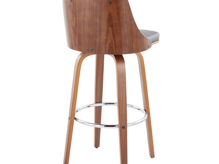 Gianna - Mid Century Modern Fixed Height Barstool With Swivel With Round Footrest (Set of 2)