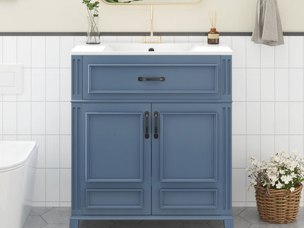 Bathroom Vanity With Sink Storage Cabinet - Blue