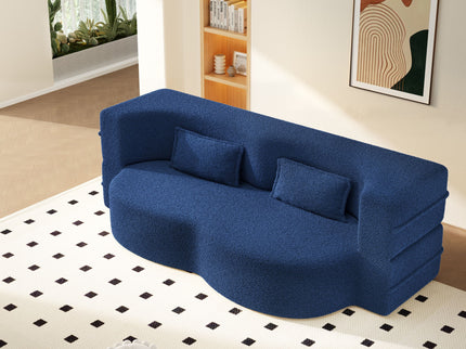 Modern Floor Sleeper Sofa Bed With 2 Pillows, Convertible Twin Size Folding Mattress For Living Room