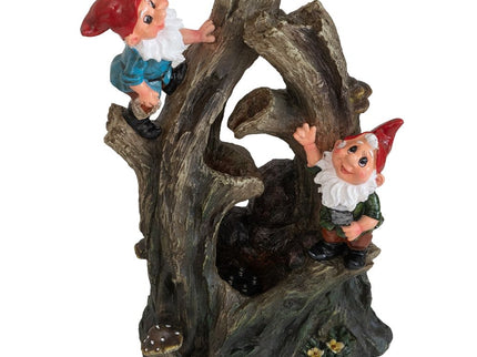 Decorative Woodland Gnome Water Fountain With LED Light - Brown