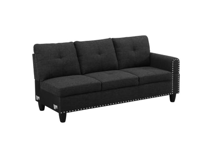 L - Shaped 3 Piece Sectional Sofa With Chaise, Storage Ottoman & Cup Holders