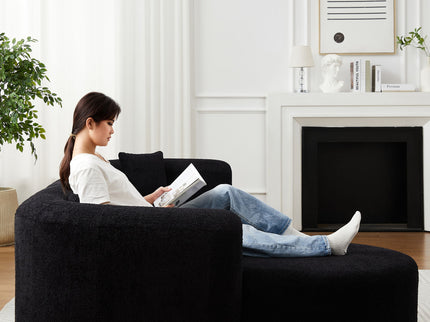 L - Shape Boneless Cloud Couch With 2 Throw Pillows For Living Room