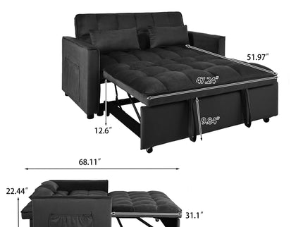 3 In 1 Pull Out Couch Convertible Sofa Bed With Reclining Backrest
