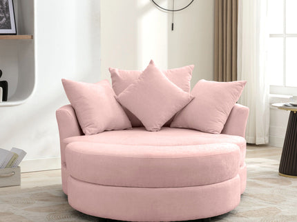 360° Swivel Accent Barrel Chair With Storage Ottoman & 4 Pillows, Modern Leisure Chair Round Accent For Living Room