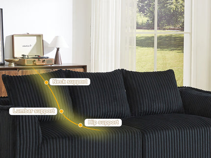 Minimalist 3 Seater Sofa With Curved Lines And Gently Sloped Backrest