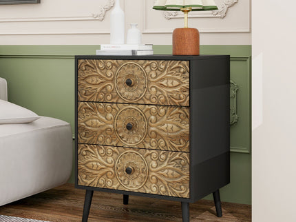 3 Drawer Cabinet, Suitable For Bedroom - Black