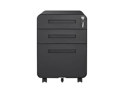 3 Drawer Mobile File Cabinet Under Desk Office, Simple Style Versatile Storage Cabinet For Legal / Letter / A4 Files, 5 Wheel Design Anti-Tilting Cold Rolled Steel Waterproof Moisture-Proof