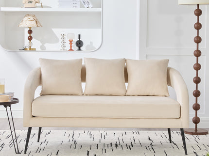 Open Back Loveseat Settee With 3 Pillows