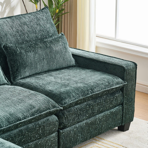 Modern Comfy L Shaped Sectional Sofa With Movable Ottoman
