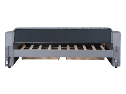 Upholstered Daybed With Storage Armrests And USB Port