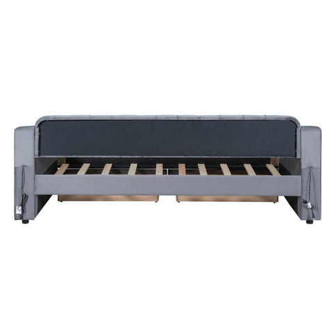 Upholstered Daybed With Storage Armrests And USB Port