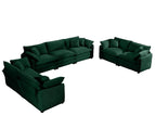 Dark Green / 3 Pc. 3 Seater Sofa, 2 Double Seater Sofas