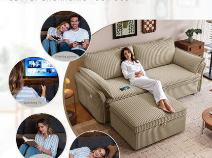 2 In 1 Convertible Sofa Bed, Multi Functional Living Room Furniture