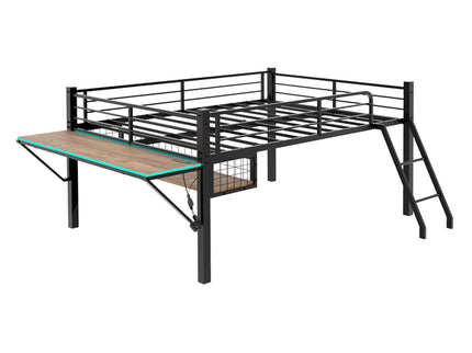 Loft Bed With Built In Desk, LED Light Strip