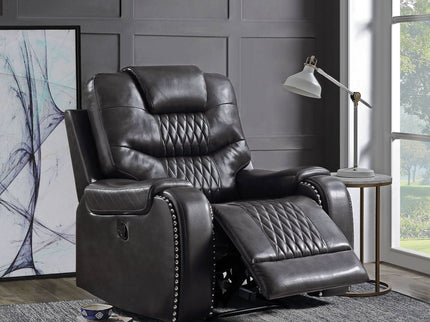 Braylon - Magnetite Synthetic Leather Manual Recliner Chair - Brown