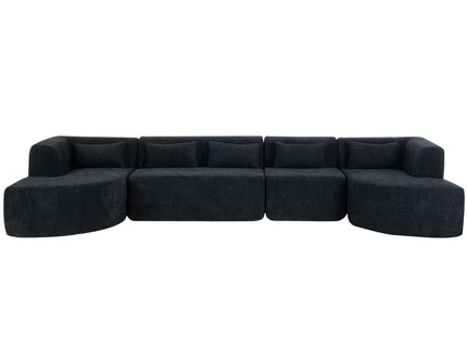 Upholstered Sofa Free Combined Sofa Couch With 2 Chaise Lounge And Five Back Pillows For Living Room