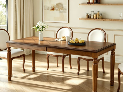 Rectangular Dining Table With Framed Top And Turned Legs - Walnut