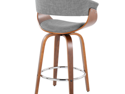 Vintage Mod - Mid Century Modern Fixed Height Counter Stool With Swivel With Round Footrest (Set of 2)