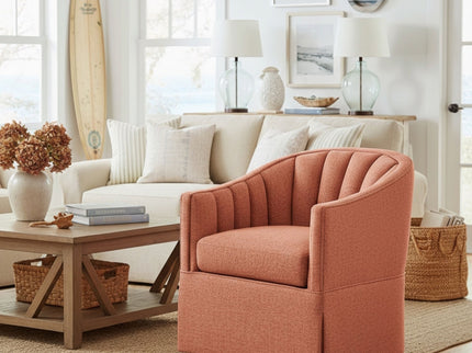 Solitude - Skirted Swivel Accent Chair With Hemp Like