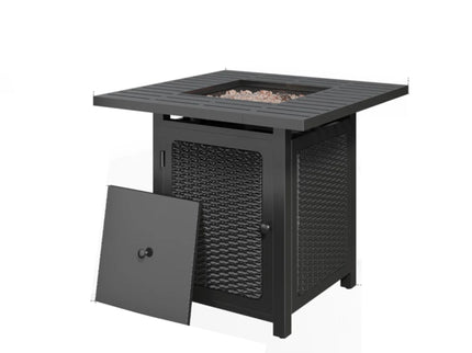 Outdoor 2 In 1 Propane Fire Pit Table With Dual Burners, Lava Rocks And Waterproof Cover - Black