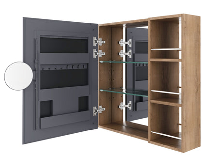 29.63" Wall Mounted Bathroom Cabinet With Adjustable Shelves - Imitative Oak